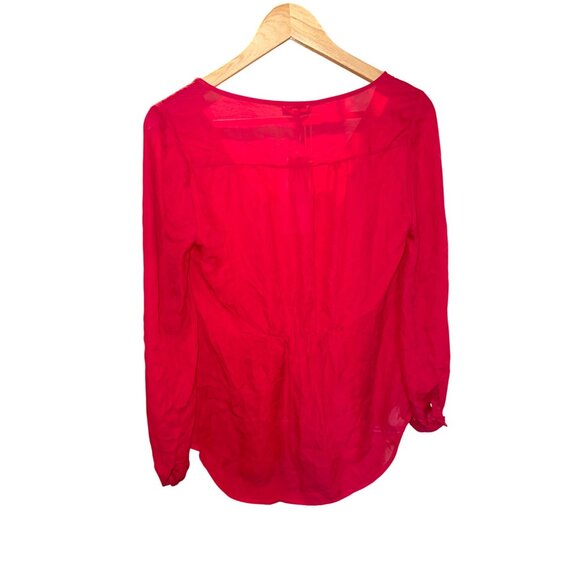 Joie Red Avanti Blouse 100 Percent Silk Long Sleeve Scoop Neck Size Medium - Picture 8 of 14